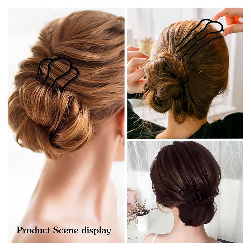 Vintage Metal U Shaped Hair Pins 10pcs Black Coating For Bun Updo Hairstyling - Image 3